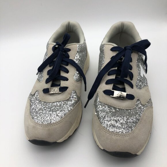 True Religion Shoes - True Religion Women's Esther Sneakers Sz 10 Silver Glitter Blue Laces FT20385-01